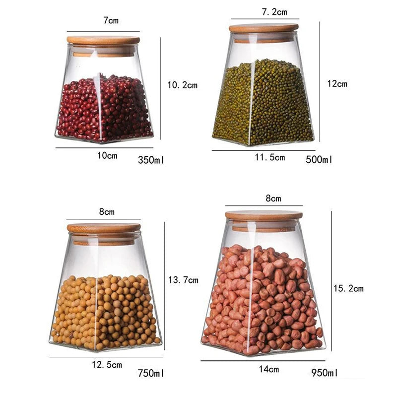 Glass Canisters with Wooden Lids