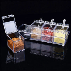 Transparent Seasoning Storage Box Organizer