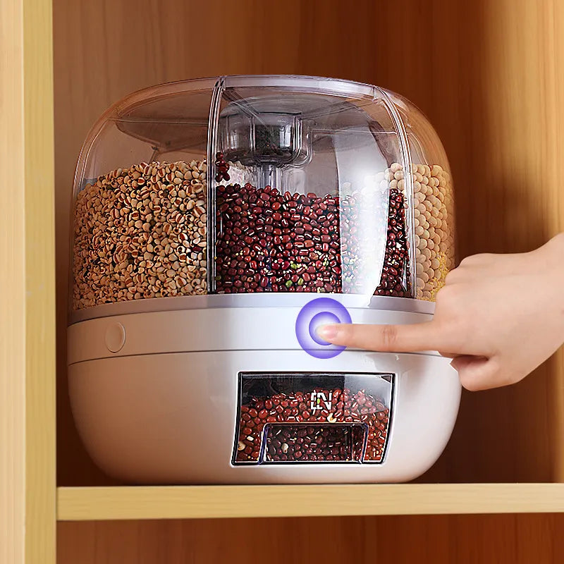 Cereal Container Storage Box 360 Degree Rotating Dispenser Sealed Dry Grain Bucket