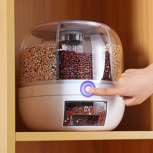 Cereal Container Storage Box 360 Degree Rotating Dispenser Sealed Dry Grain Bucket
