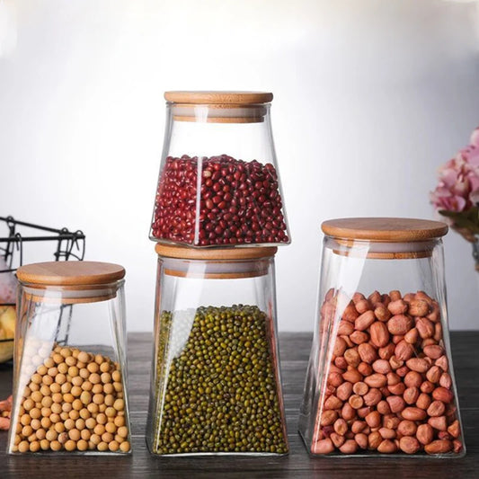 Glass Canisters with Wooden Lids