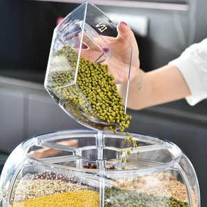 Cereal Container Storage Box 360 Degree Rotating Dispenser Sealed Dry Grain Bucket