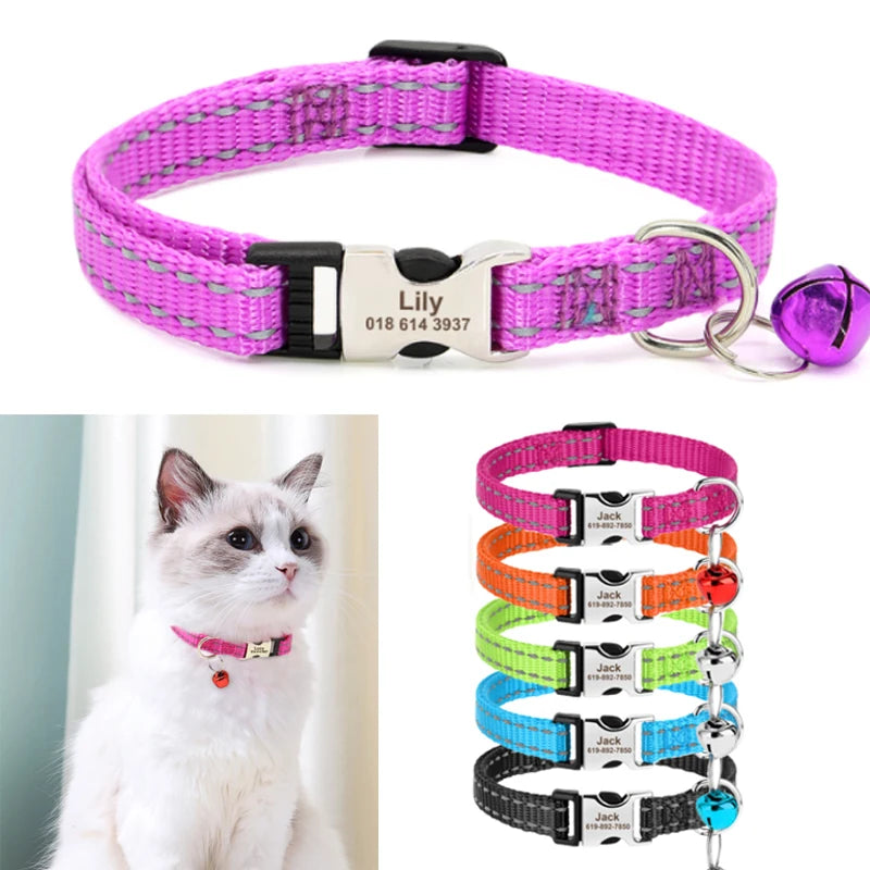 Adjustable Reflective Outdoor Pet Collars with Bells
