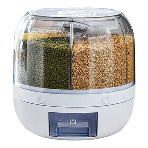 Cereal Container Storage Box 360 Degree Rotating Dispenser Sealed Dry Grain Bucket