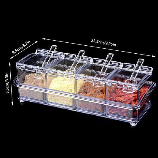 Transparent Seasoning Storage Box Organizer