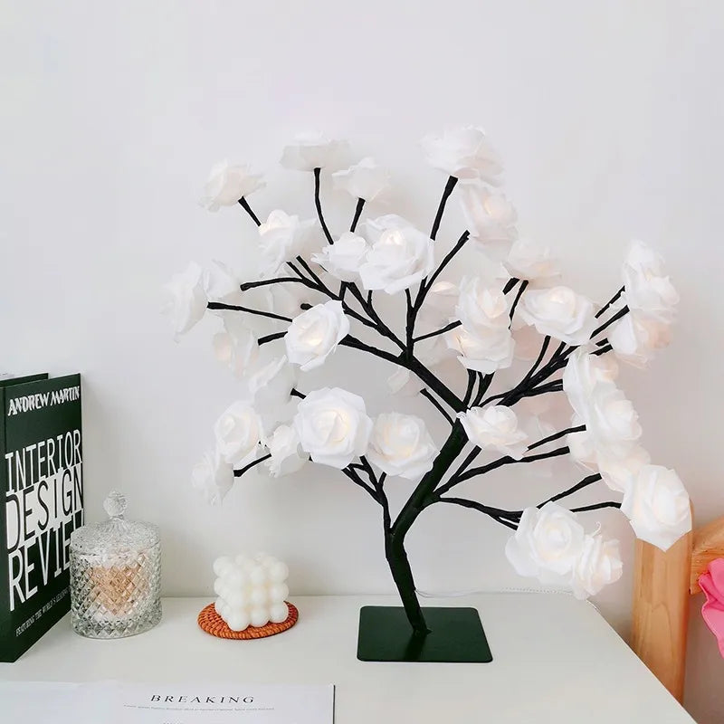 Rose Tree Lamp, USB Powered LED Light Flower Night Light for Home Decoration