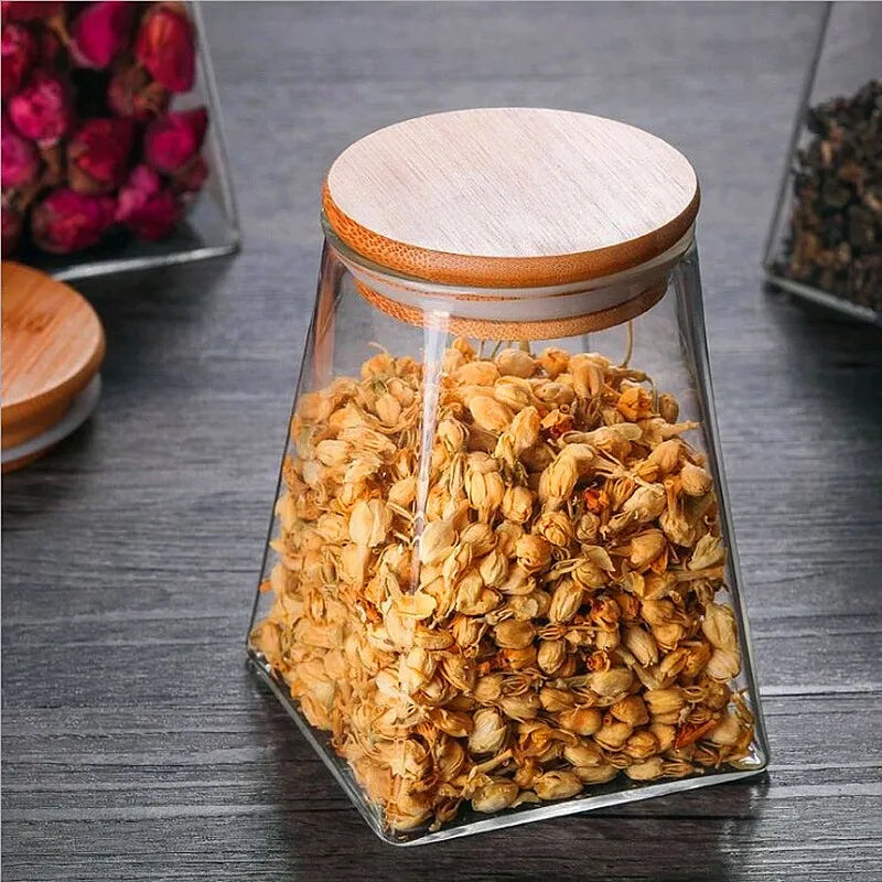 Glass Canisters with Wooden Lids