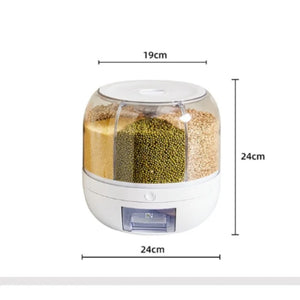 Cereal Container Storage Box 360 Degree Rotating Dispenser Sealed Dry Grain Bucket