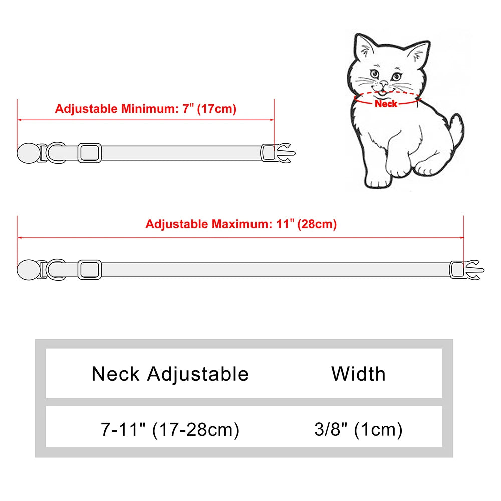 Printed Cat Collar Adjustable Kitten Puppy Collars With Free Engraved ID Nameplate Bell