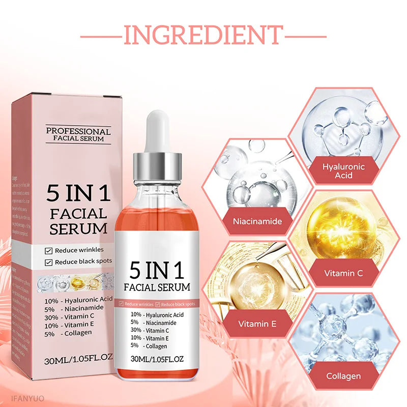 Hyaluronic 5 In 1 Face Serum Acid Moisturizing Whitening Anti Wrinkle Aging