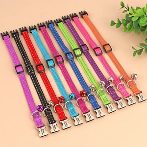 Adjustable Reflective Outdoor Pet Collars with Bells