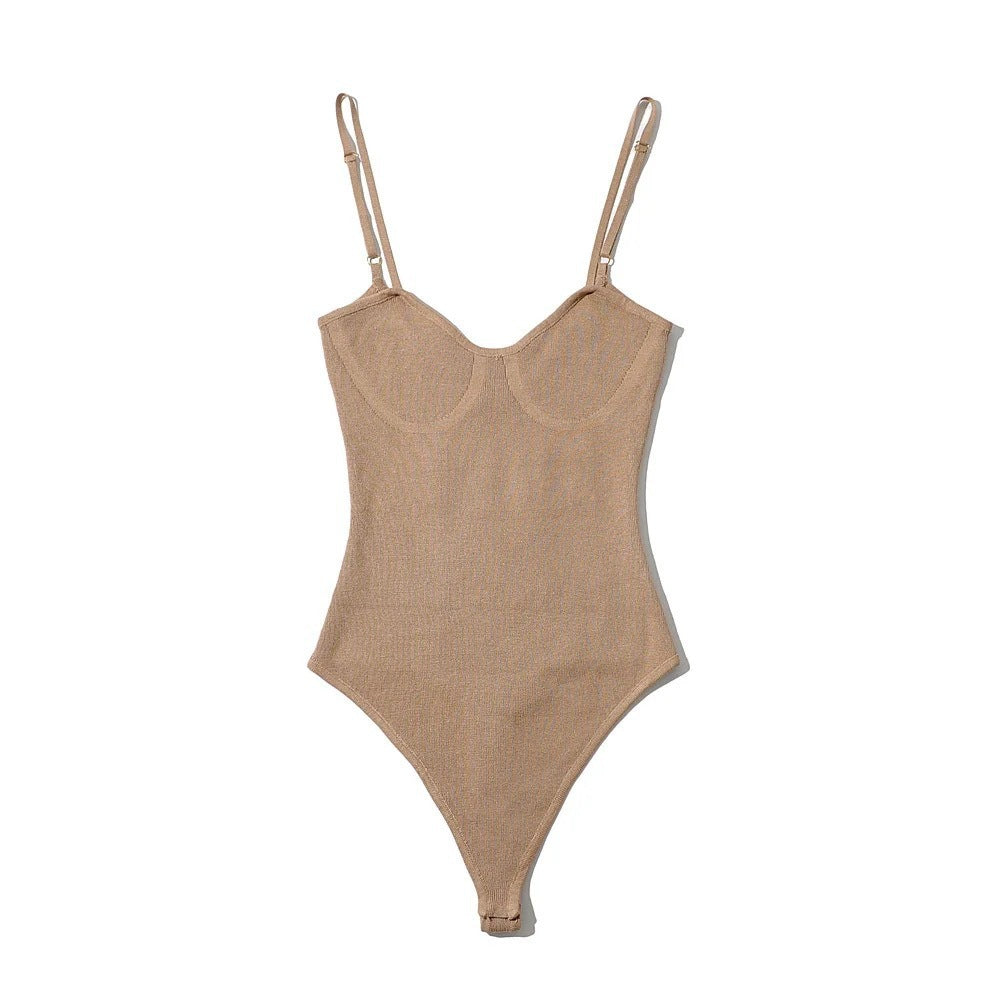 Sexy Round Neck Elastic Skinny Knit Jumpsuit Suspender