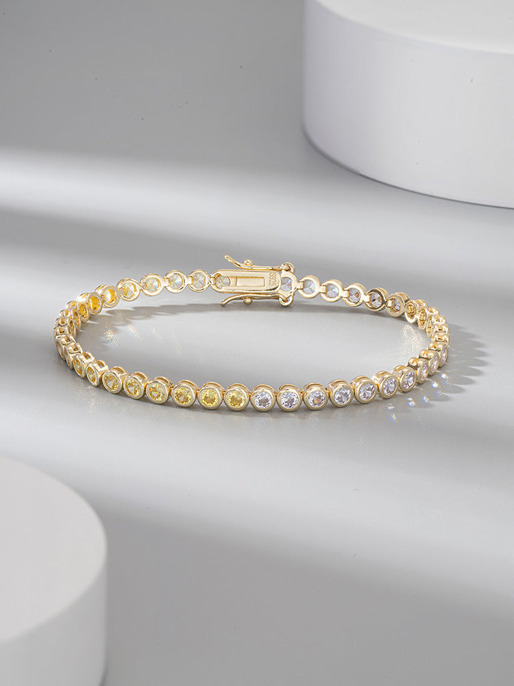 S925 Sterling Silver Two-tone Zircon Fashion All-match Bracelet