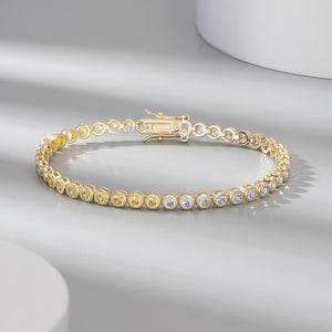 S925 Sterling Silver Two-tone Zircon Fashion All-match Bracelet
