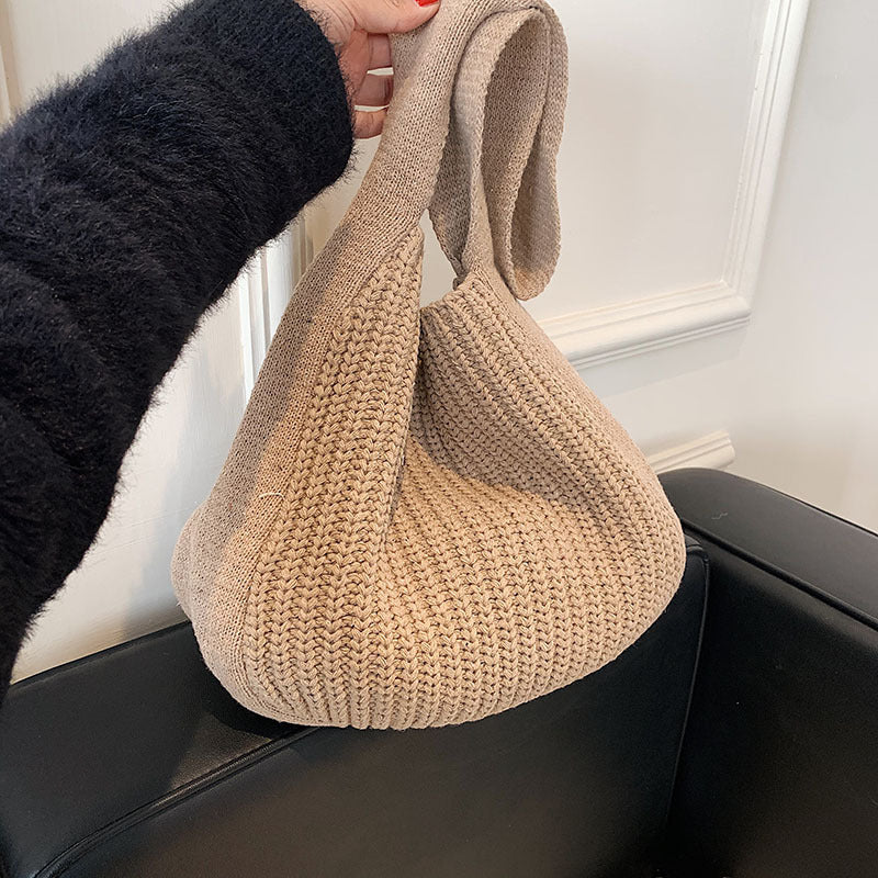 Retro Underarm Single Shoulder Woven Student Handbag