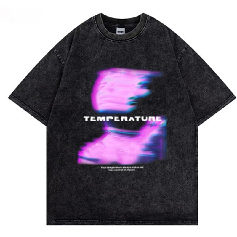 Retro Washed Distressed Loose Casual Heavy Cotton Short Sleeve