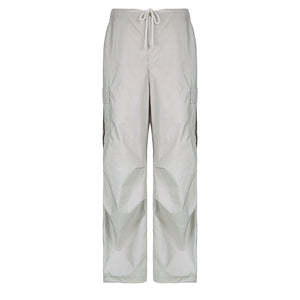 European And American West Coast Solid Color Pocket Stitching Low Waist Woven Casual Pants