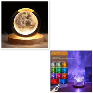 LED Water Ripple Ambient Night Light USB Rotating Projection Table Lamp