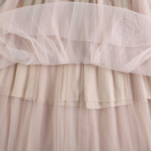 Autumn And Winter Printing Pleated Skirt High Waist Slimming Mesh Color Contrast Patchwork