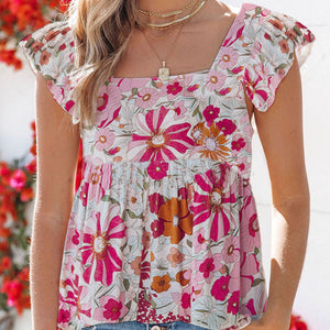 Summer Women's Sleeveless Top With Printed Square Neck Vest