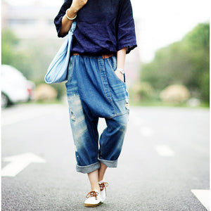 Baggy Pants Big Crotch Pants Loose Personality Hole Irregularly Slimming