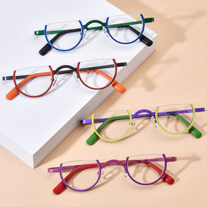 Color Matching Pure Titanium Fashion Plain Glasses Square Semicircle Glasses Frame
