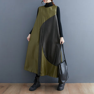 Color Contrast Patchwork Simple Graceful Vest Skirt