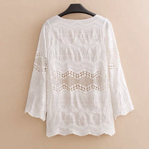 Middle Hollow Embroidered Cardigan Coat