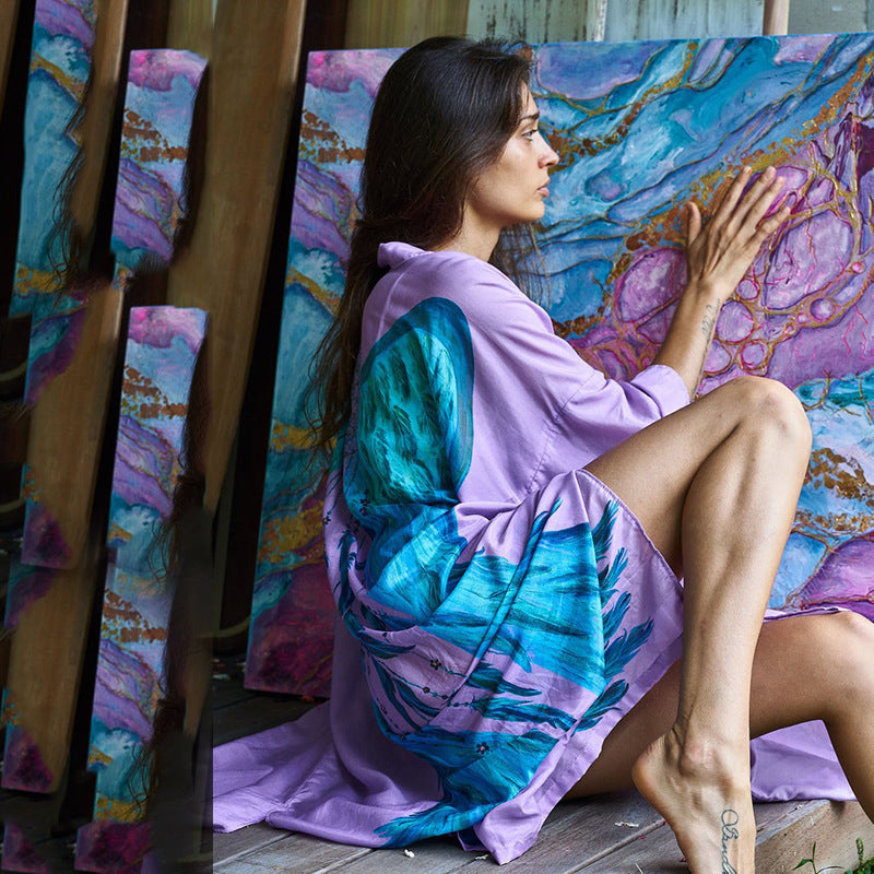 Printed Blouse Women's Swimsuit Outside Women's