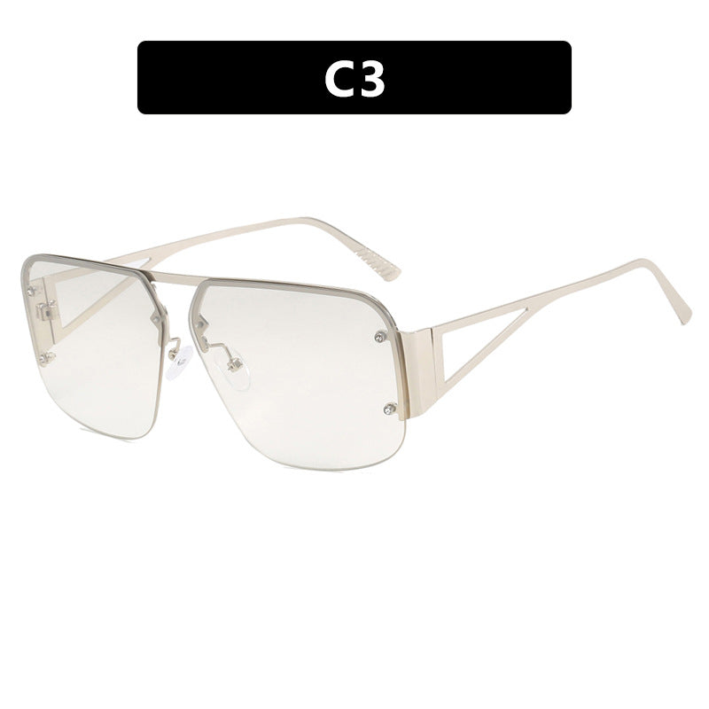Fashion Retro Semi-rimless Square Sunglasses