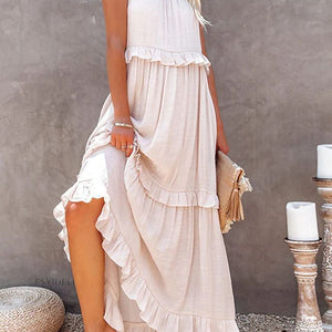 New Holiday Ruffled Long Dress Women