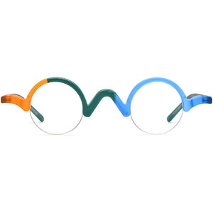 Multicolor Patchwork Round Frosted Plate Glasses Frame