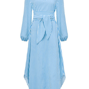 Women's Fashion V-neck Striped Tied Dress
