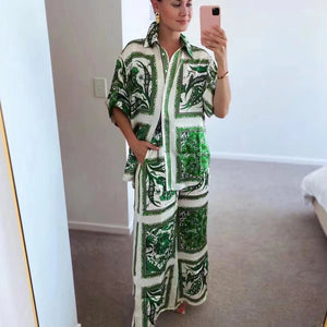 New Fashion Printed Pants Suit