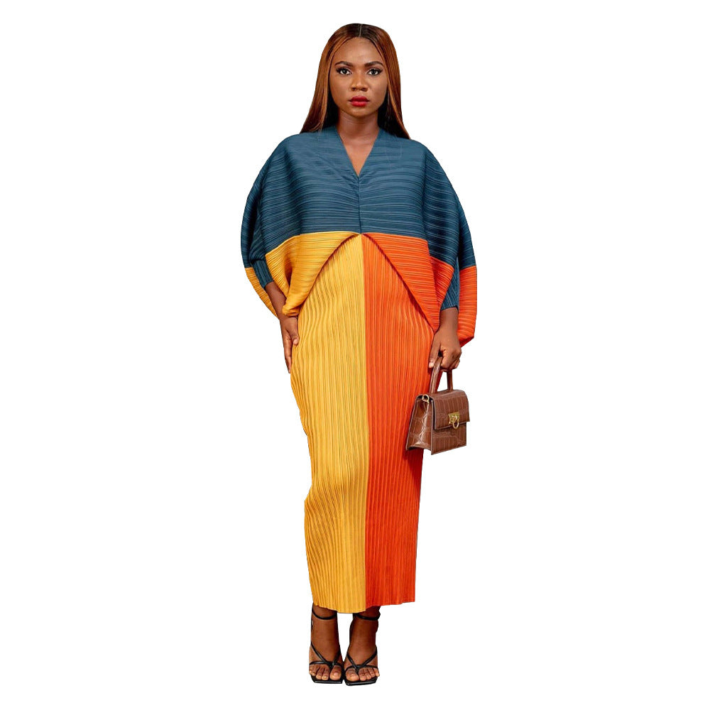 V-neck Batwing Sleeve Printing Dress