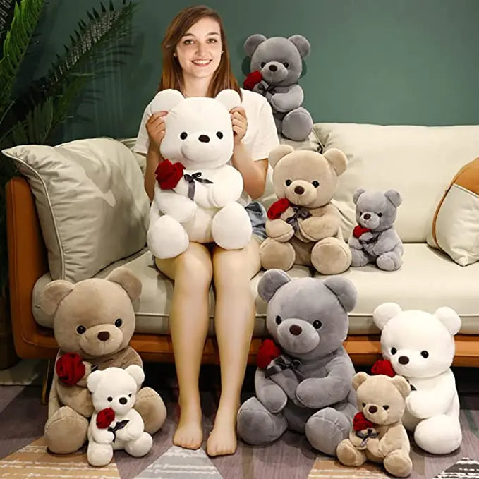 23-45cm New Lovely Hug Roses Teddy Bear Plush Pillow Stuffed Soft