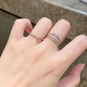 Castle Fireworks Moissanite Ring Crown White Rose Two-color Gold One Multi-wear Twin Women