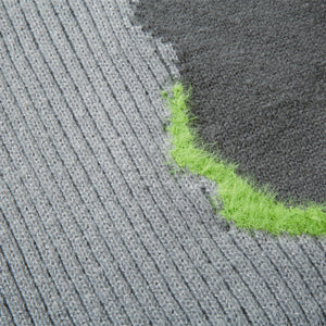 Irregular Stitching Contrast Color Round Neck Knitwear Autumn Idle Style