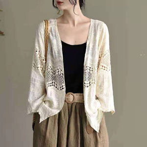 Middle Hollow Embroidered Cardigan Coat
