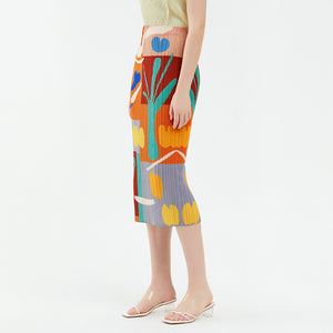 Women's Summer Printed Pleated Skirt