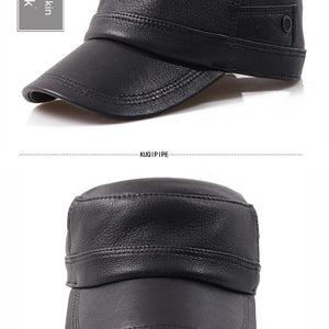 Flat-top Men's Sheepskin Newsboy Cap