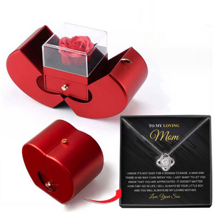 Fashion Jewelry Box Red Apple Christmas Gift Necklace Eternal Rose