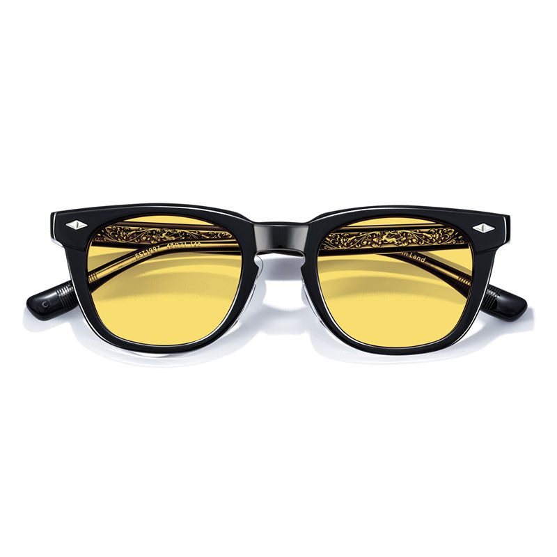 Handmade Vintage Plate Transparent Tea Square Frame Sunglasses
