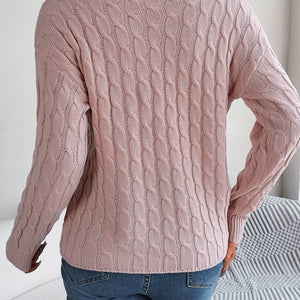 Women's Fashion Casual Solid Color Twist Long Sleeve Turtleneck Sweater