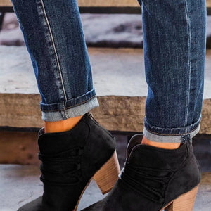 Mid Heel Boots Women's Chunky Heel Martin Boots