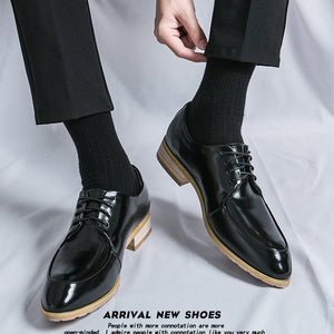 Pointed Wooden Heel Bottom Business Casual Formal Wear Pumps