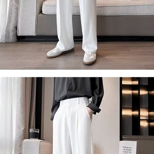 Men's Solid Color Anti-wrinkle Loose Wide-leg Suit Pants