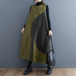 Color Contrast Patchwork Simple Graceful Vest Skirt