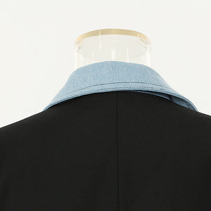 Autumn New Denim Stitching Asymmetric Suit Jacket