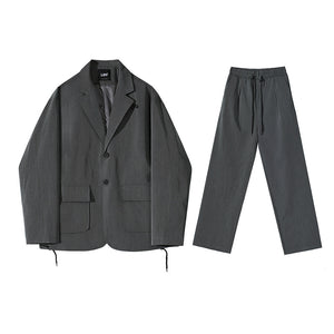 Drawstring Straight Casual Suit Pants
